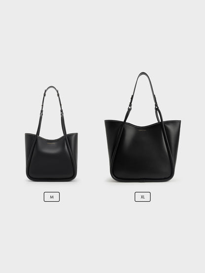 Lyla Tubular Slouchy Tote Bag - Black | CHARLES & KEITH