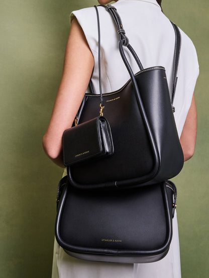 Mini Lyla Tubular Tote Bag - Black | CHARLES & KEITH