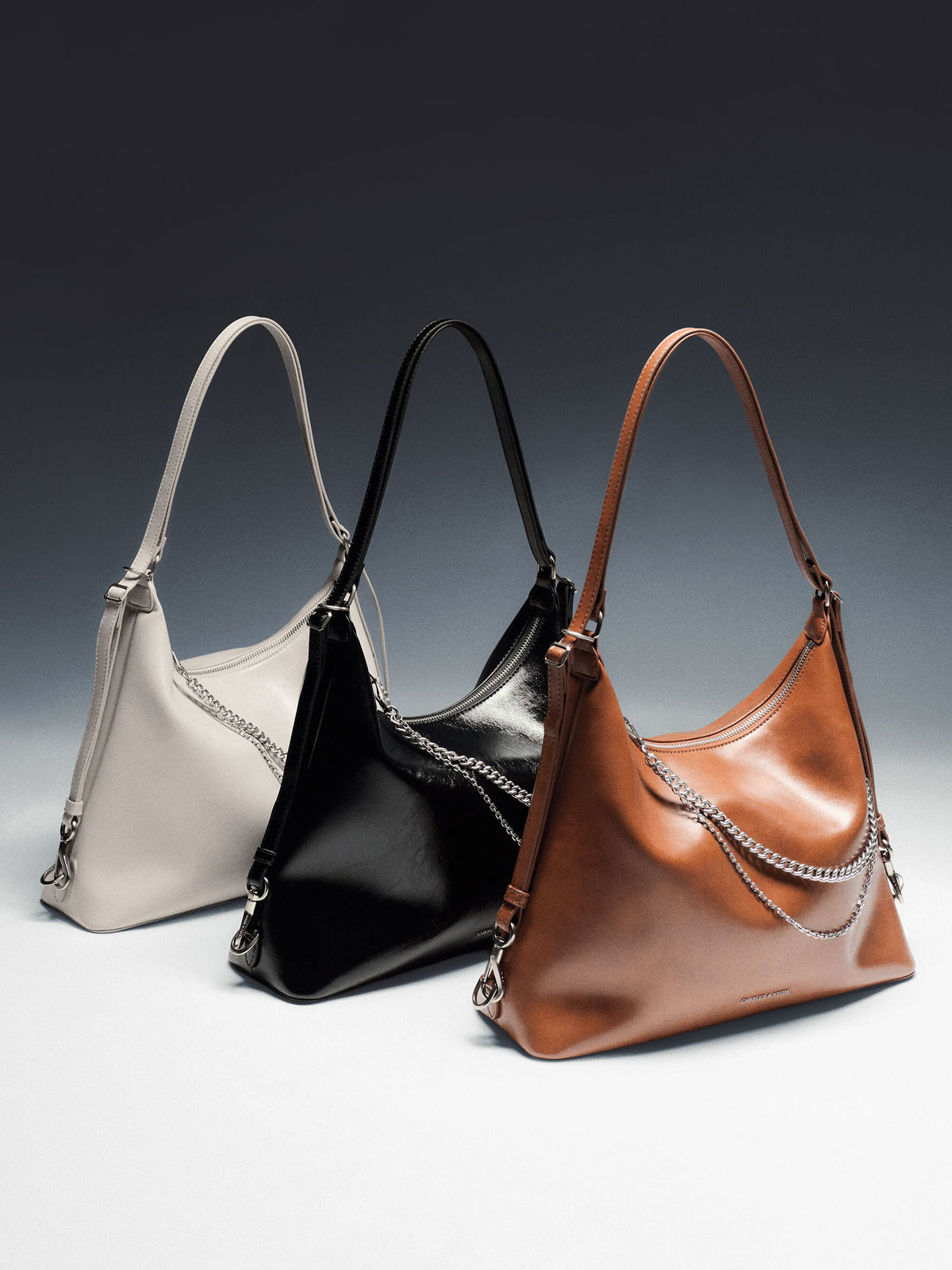 Atwood Chain Convertible Hobo Bag - Noir | CHARLES & KEITH