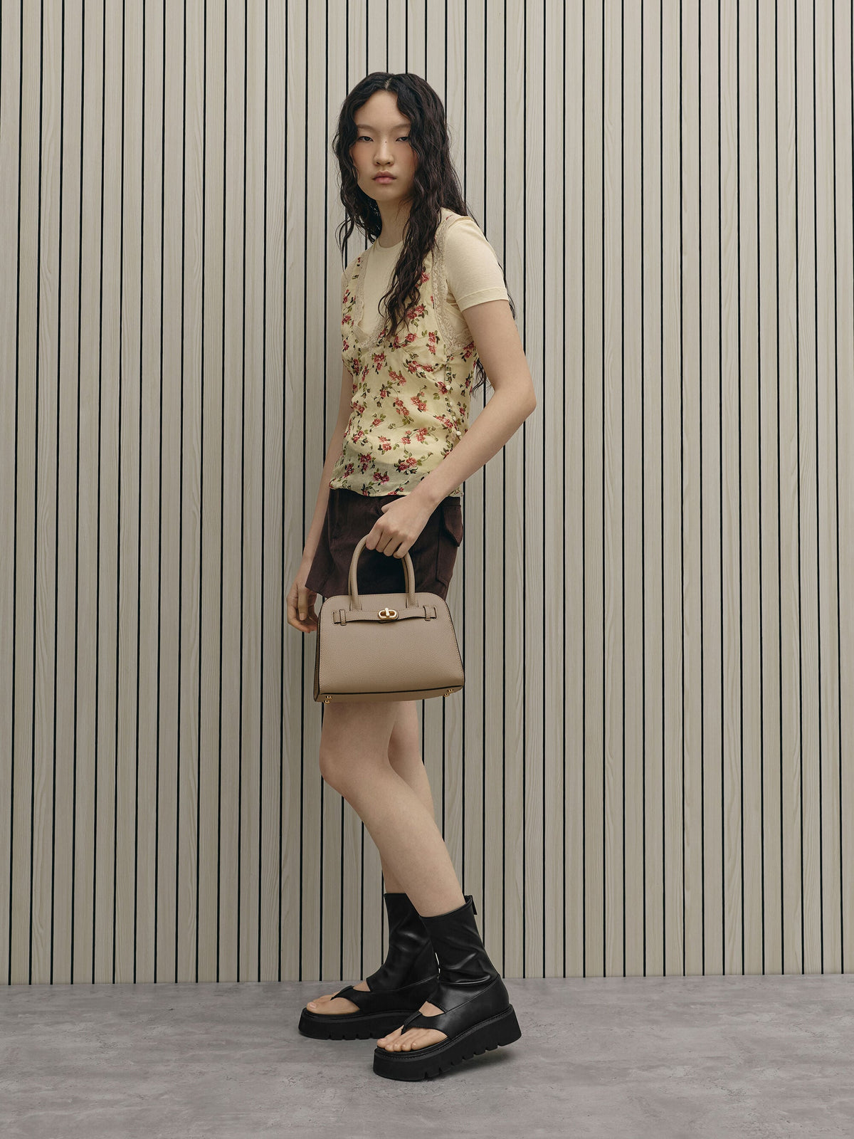 Aubrielle Belted Tote Bag - Taupe | CHARLES & KEITH