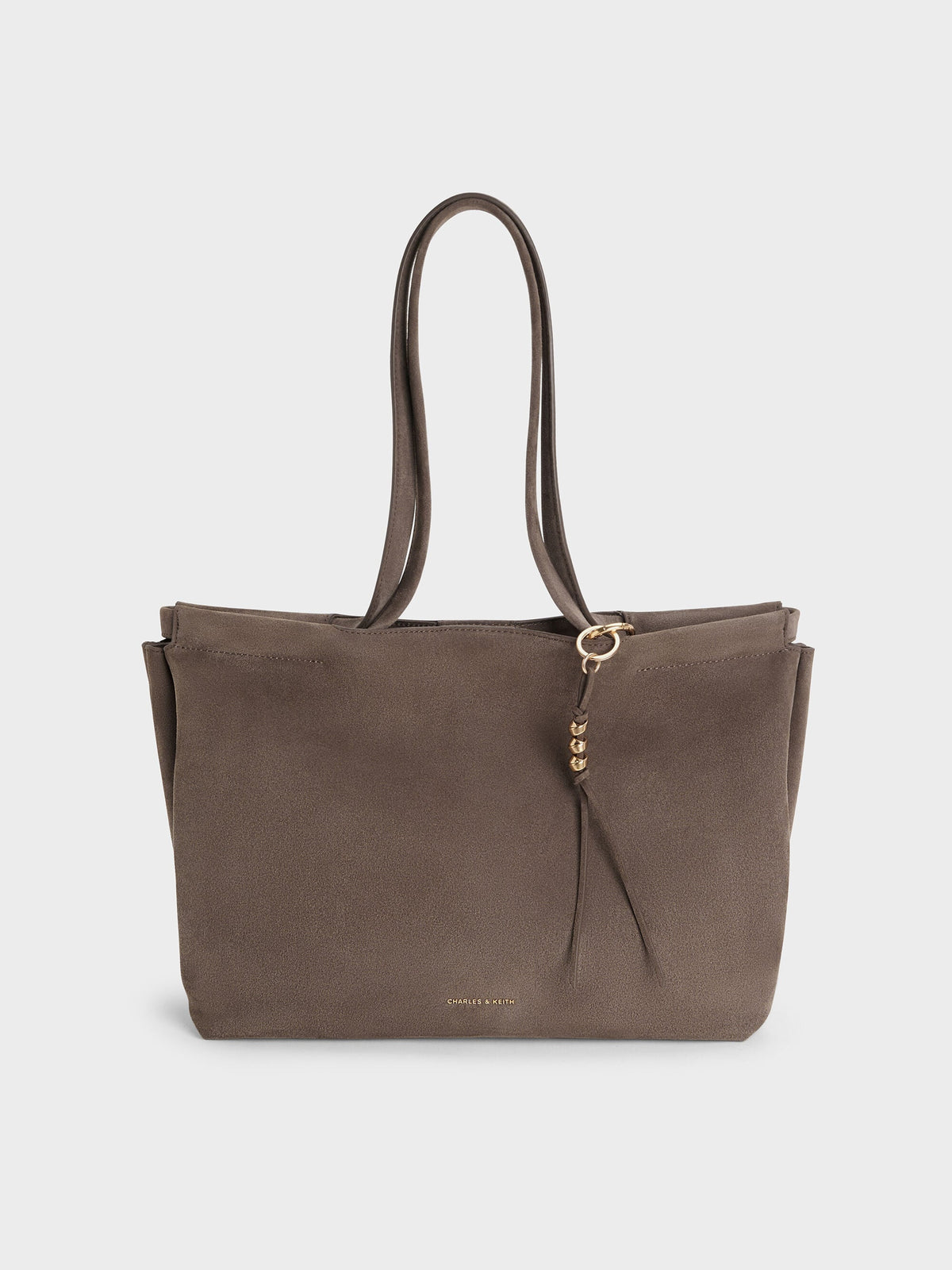 XL Zephyr Tassel Tote Bag - Stone Grey | CHARLES & KEITH