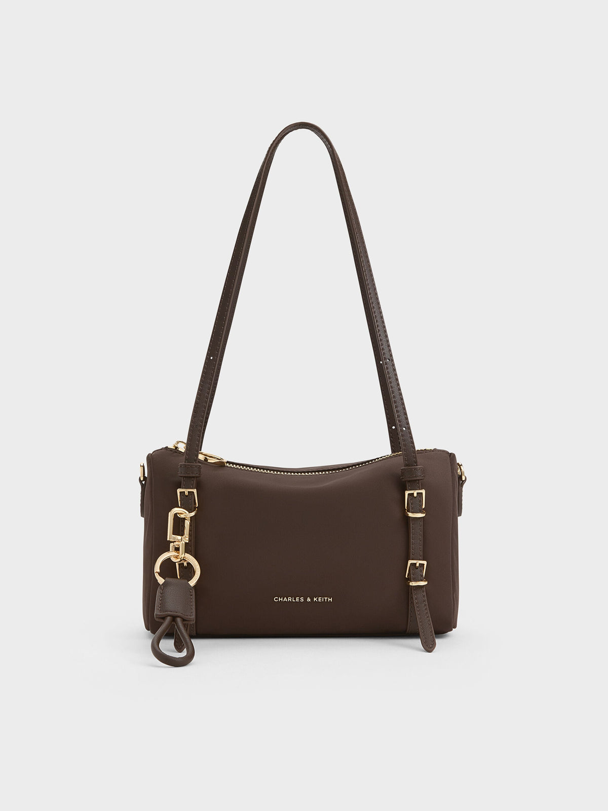 Mini Levy Nylon Shoulder Bag - Espresso Brown | CHARLES & KEITH