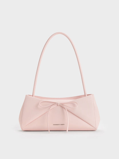 Hazel Bow Panelled Shoulder Bag - Soft Pink | CHARLES & KEITH