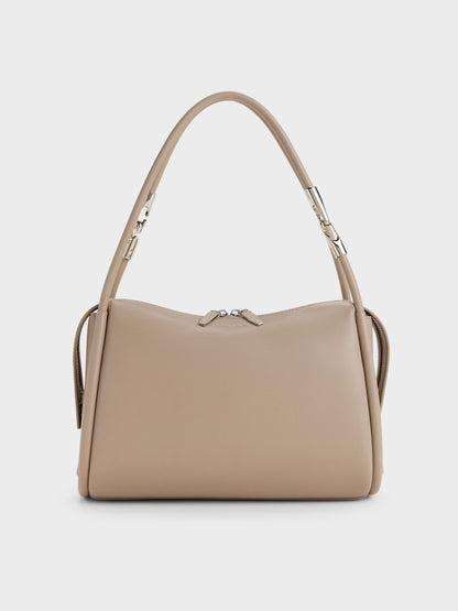 Lyla Tubular Slouchy Shoulder Bag - Taupe | CHARLES & KEITH
