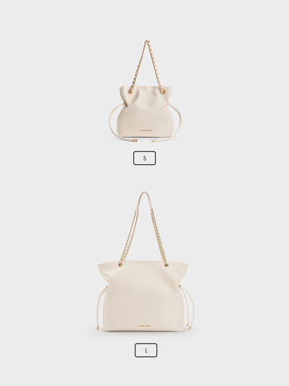 Arya Braided-Chain Tote Bag - Cream | CHARLES & KEITH