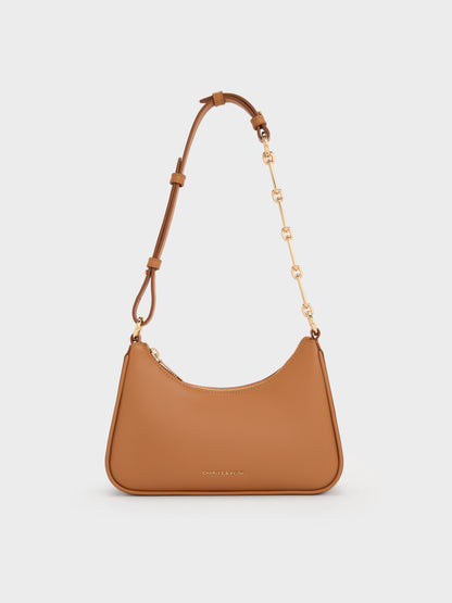 Lane Chain-Strap Shoulder Bag - Russet Brown | CHARLES & KEITH
