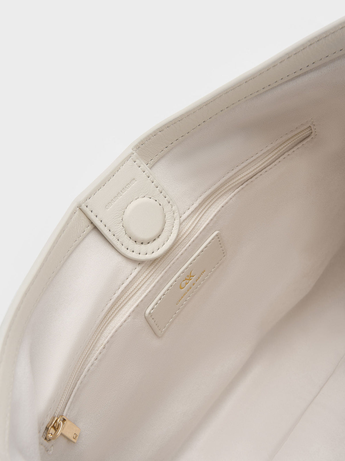Gabine Leather Belted Hobo Bag - Eggshell Cream | CHARLES & KEITH