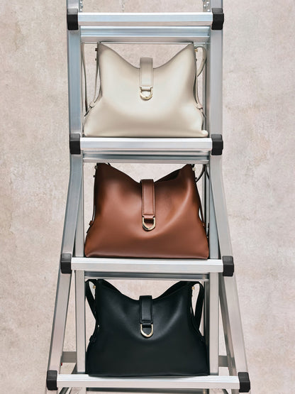 Gabine Leather Belted Hobo Bag - Black | CHARLES & KEITH