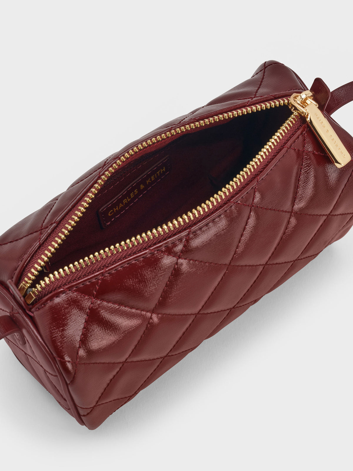 Janie Quilted Shoulder Bag - Burgundy | CHARLES & KEITH