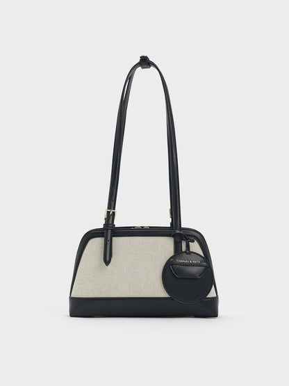 Enola Canvas Long-Handle Shoulder Bag - Black | CHARLES & KEITH