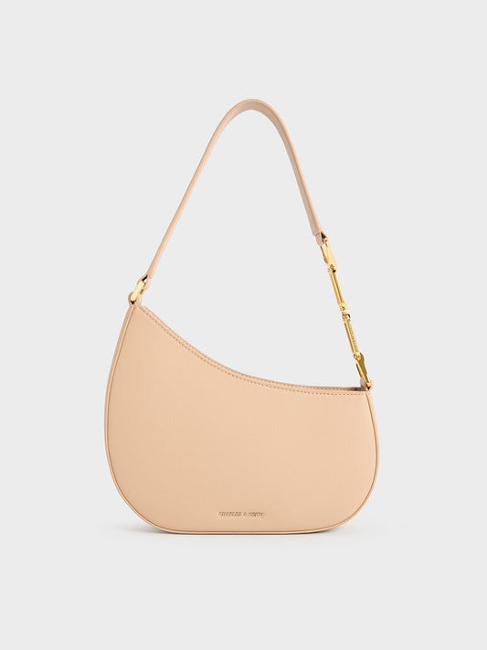 Agatha Chain-Strap Shoulder Bag - Beige | CHARLES & KEITH