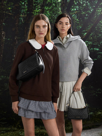 Mini Calla Woven Shoulder Bag - Black | CHARLES & KEITH