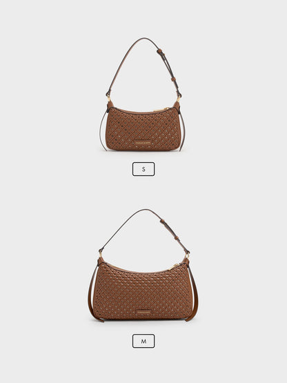 Calla Woven Shoulder Bag - Chocolate | CHARLES & KEITH