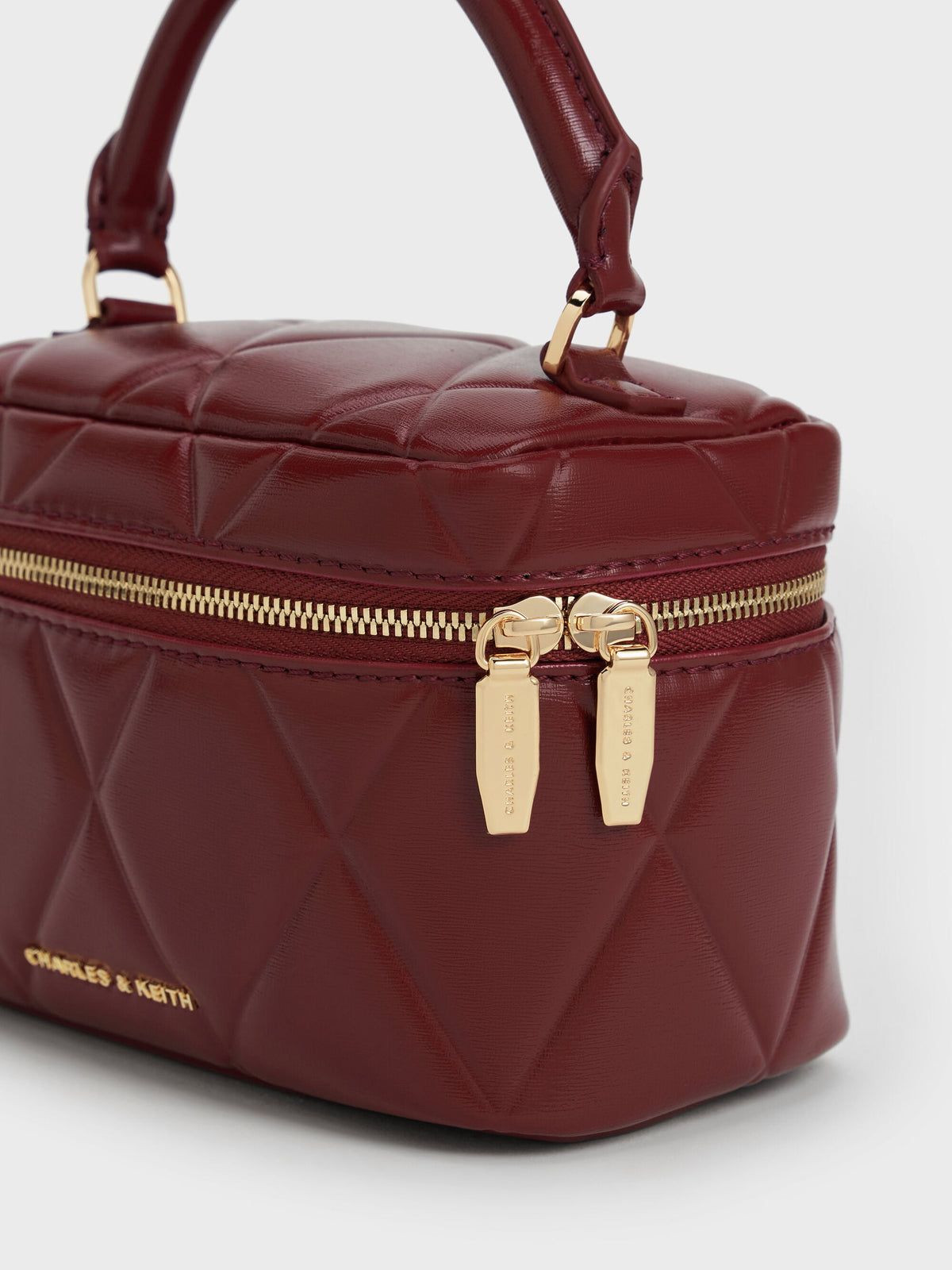 Arwen Quilted Vanity Bag - Burgundy | CHARLES & KEITH