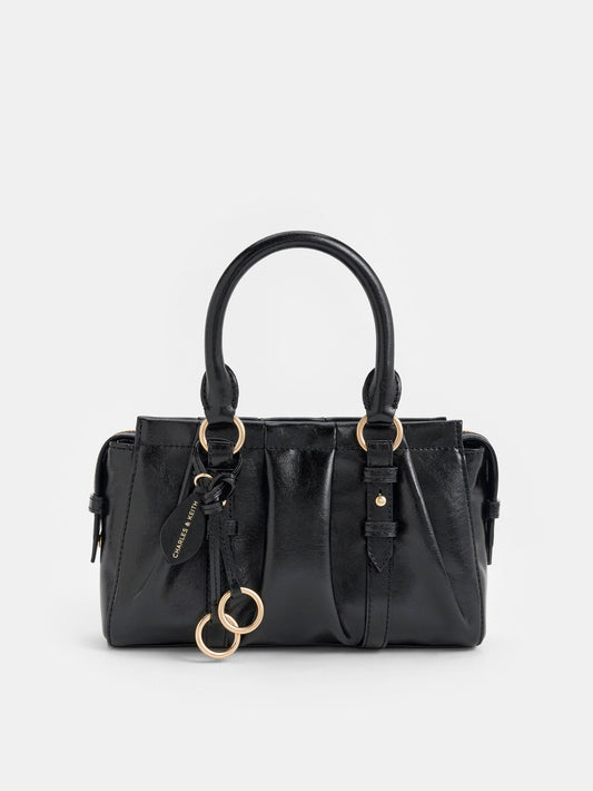 Britton Top Handle Tote Bag - Black | CHARLES & KEITH
