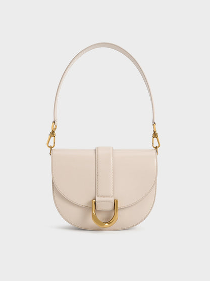 Gabine Leather Saddle Bag - Oat | CHARLES & KEITH