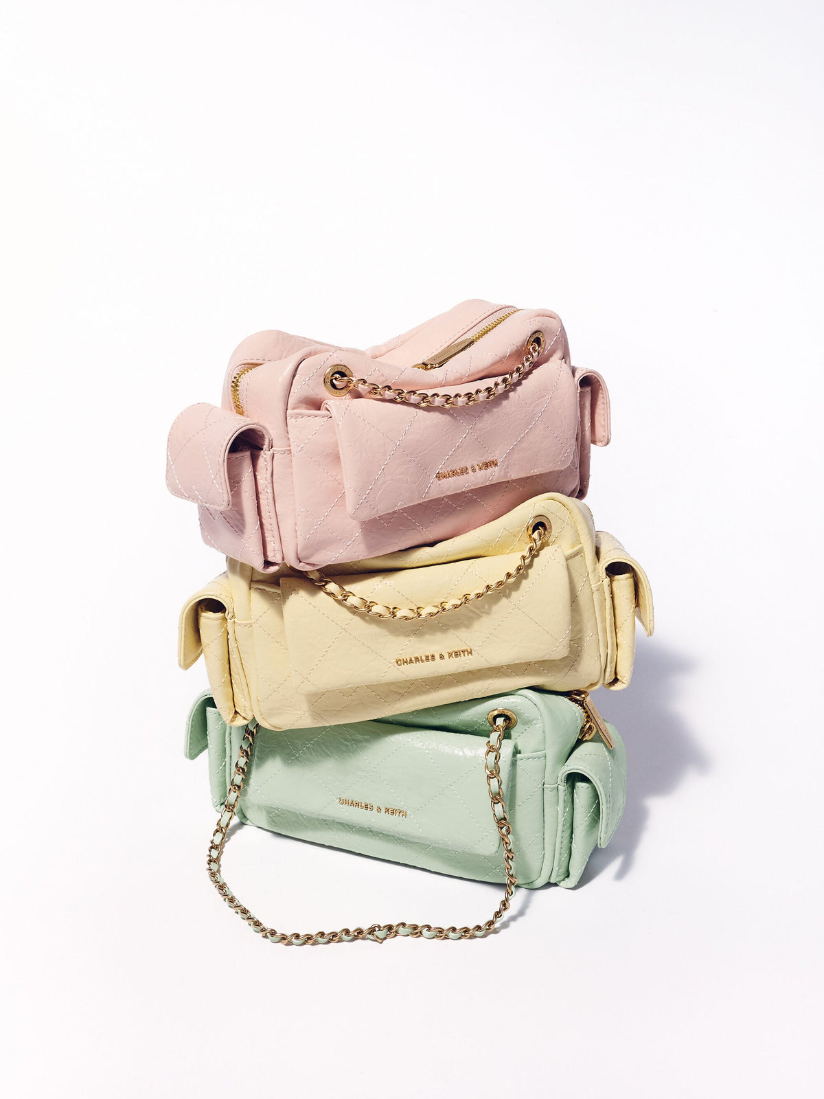 Duo Quilted Crossbody Bag - Soft Pink | CHARLES & KEITH