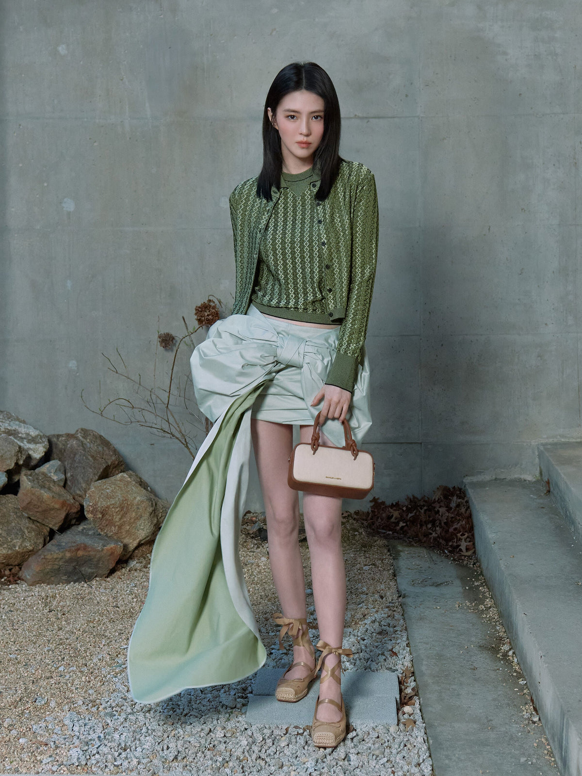 Sammie Canvas Knotted-Handle Boxy Bag - Taupe Canvas | CHARLES & KEITH