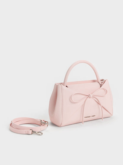 Hazel Bow Panelled Top Handle Bag - Soft Pink | CHARLES & KEITH