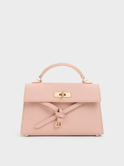 Tricha Knotted-Belt Top Handle Bag - Pink | CHARLES & KEITH