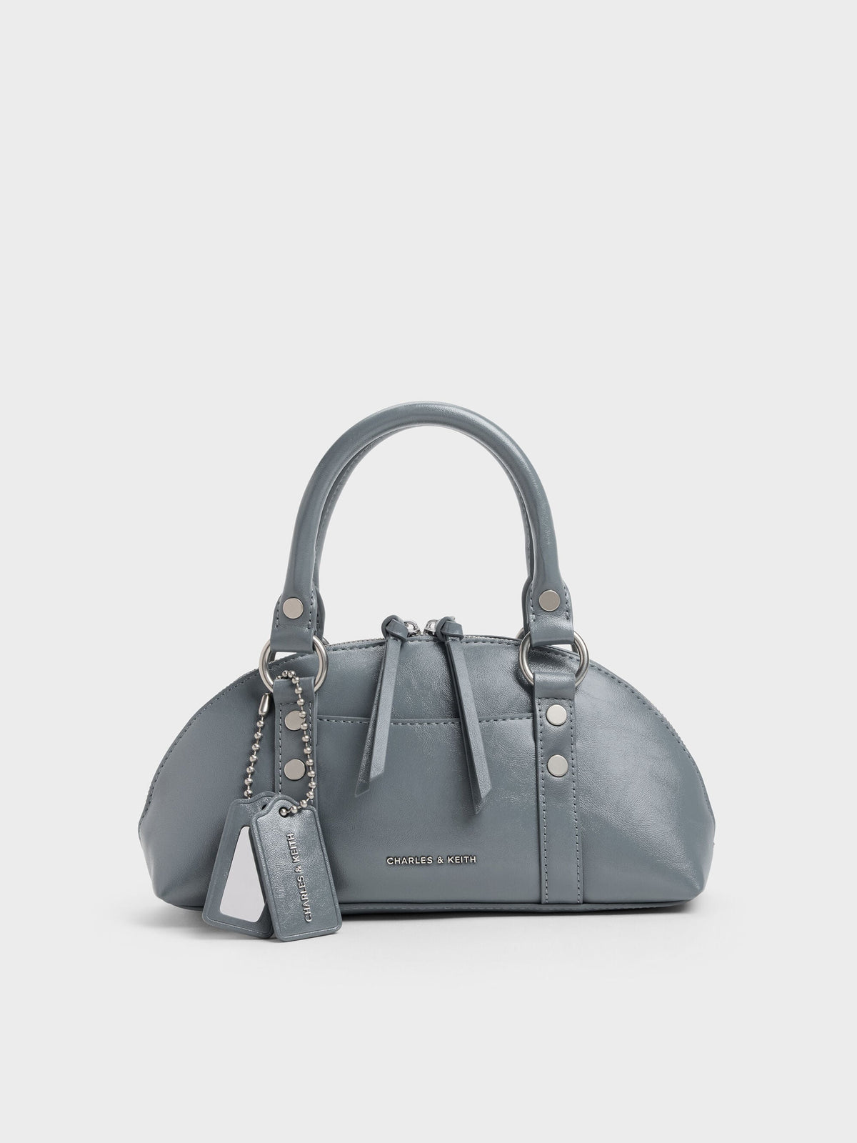 Tatiana Studded Bowling Bag - Smoky Blue | CHARLES & KEITH