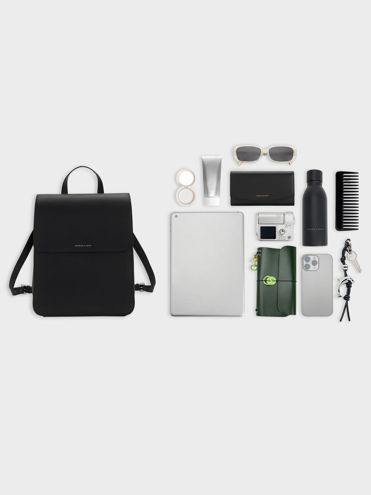 Octavia Front-Flap Backpack - Noir | CHARLES & KEITH