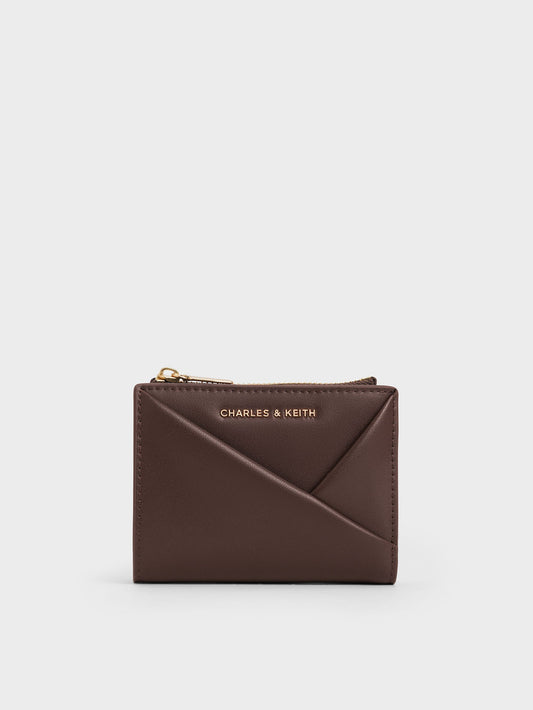 Midori Geometric Top-Zip Wallet - Espresso Brown | CHARLES & KEITH
