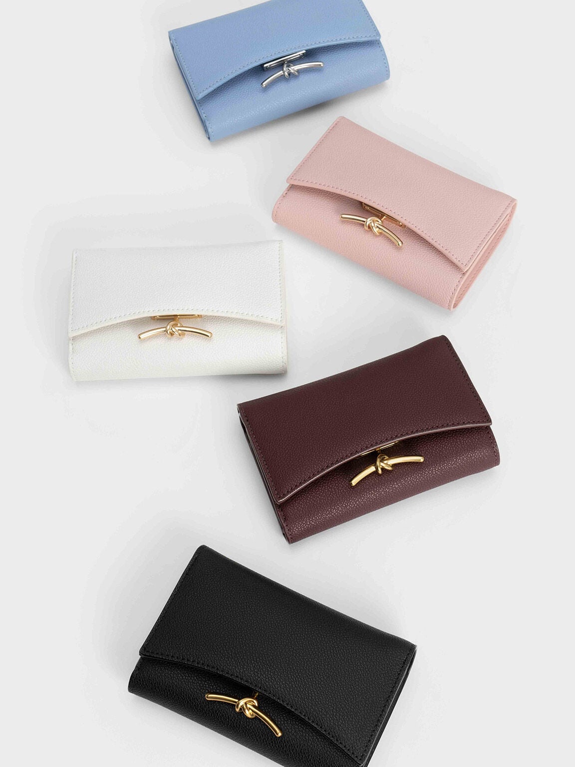 Huxley Metallic-Knot Wallet - Black | CHARLES & KEITH