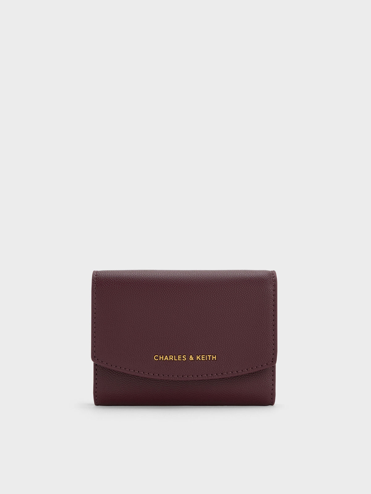 Briony Curved Flap Wallet - Wineberry Red | CHARLES & KEITH