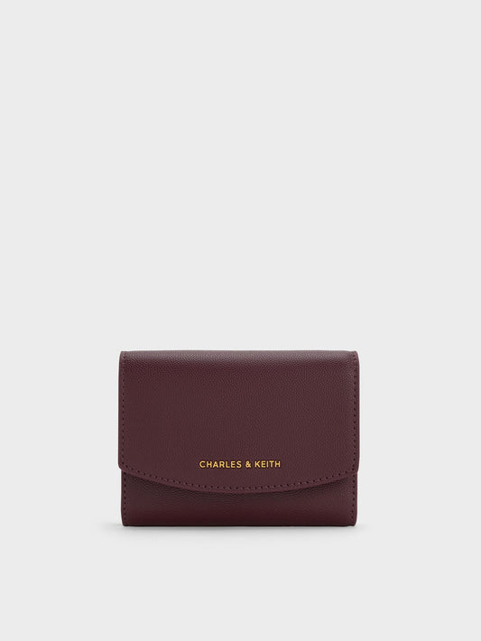 Briony Curved Flap Wallet - Wineberry Red | CHARLES & KEITH