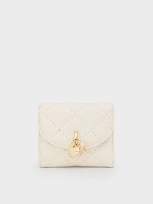 Arrietty Quilted Curved-Flap Wallet - Cream | CHARLES & KEITH