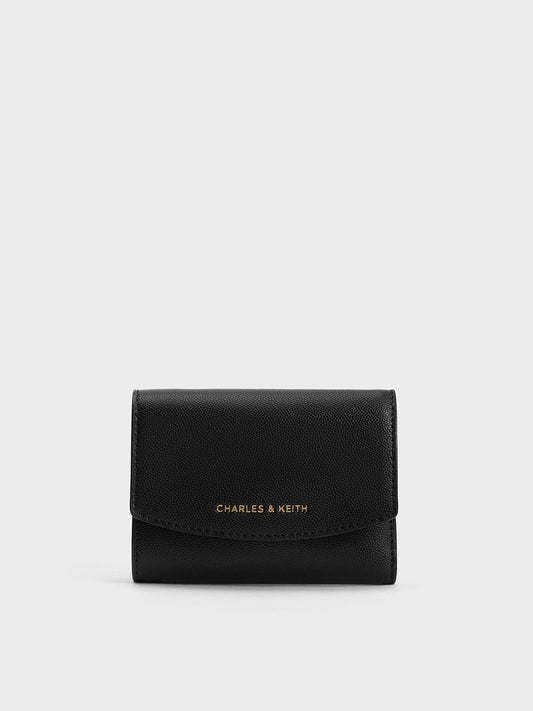 Briony Curved Flap Wallet - Black | CHARLES & KEITH