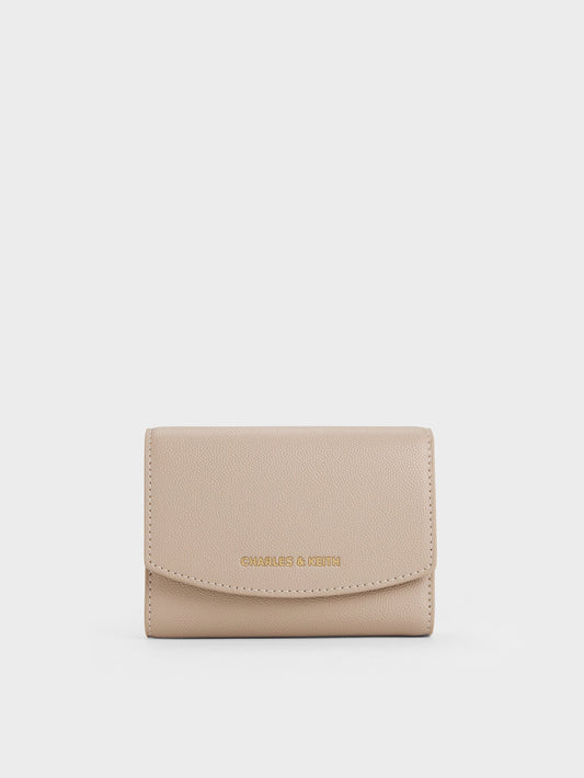 Briony Curved Flap Wallet - Taupe | CHARLES & KEITH
