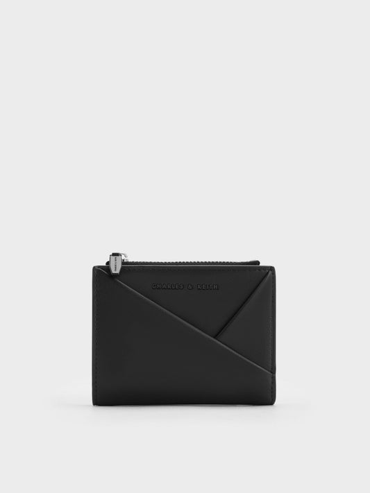 Midori Geometric Top-Zip Wallet - Noir | CHARLES & KEITH