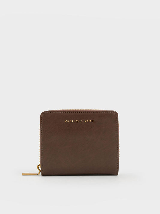 Finley Zip-Around Small Wallet - Dark Brown | CHARLES & KEITH