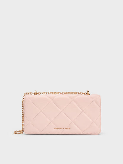 Paffuto Quilted Wallet On Chain - Soft Pink | CHARLES & KEITH