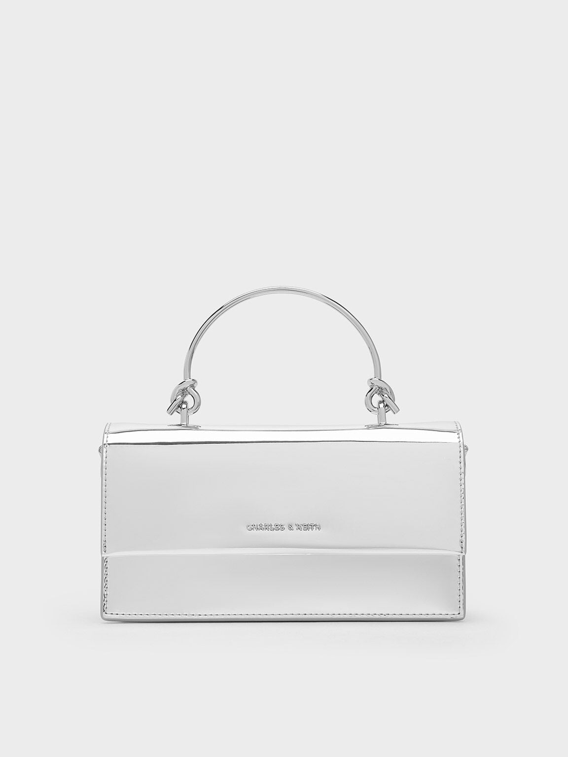 Kristine Metallic Sculptural-Handle Long Wallet - Silver | CHARLES & KEITH