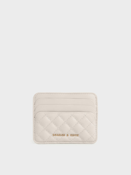Cleo Quilted Card Holder - Ivory | CHARLES & KEITH