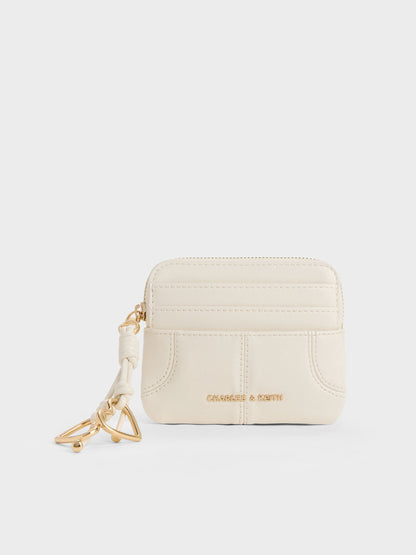Ciara Top-Zip Card Holder - Cream | CHARLES & KEITH