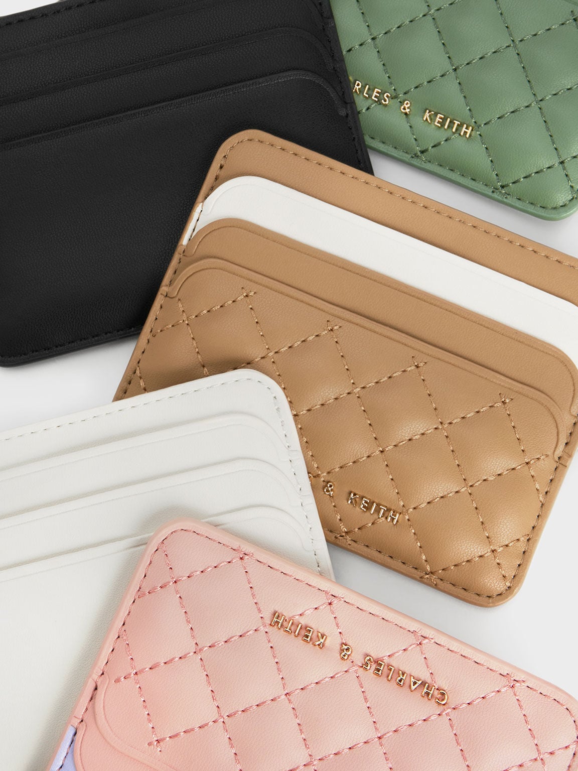 Cleo Two-Tone Quilted Card Holder - Pink | CHARLES & KEITH