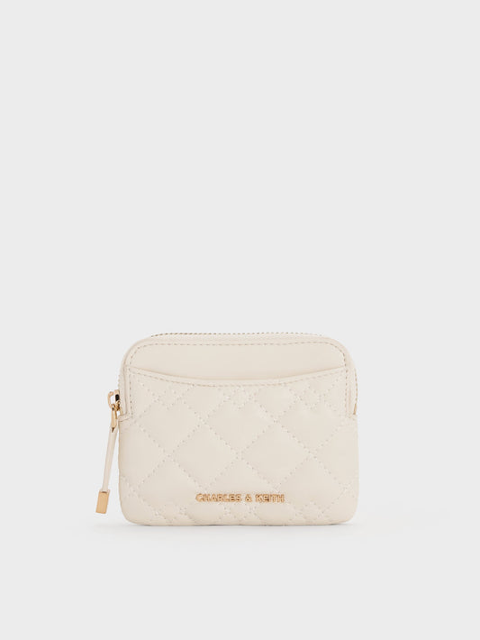 Duo Quilted Card Holder - Cream | CHARLES & KEITH
