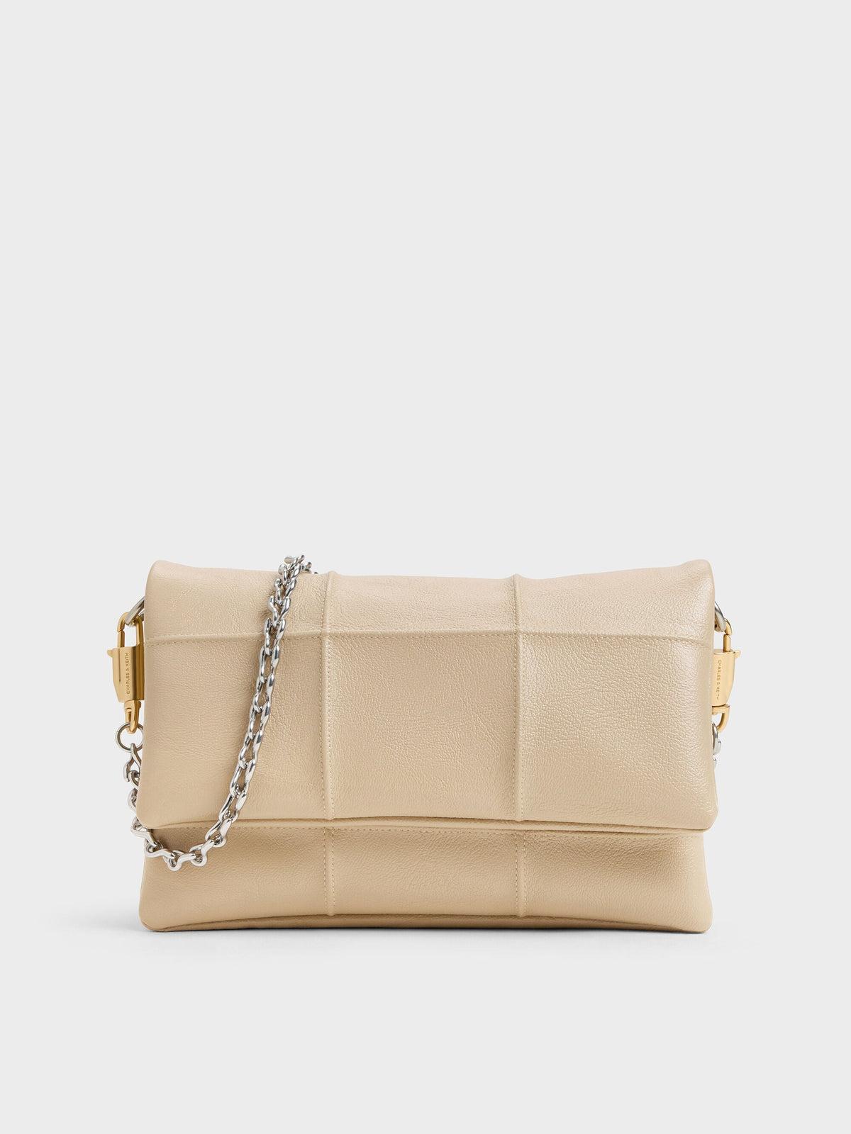 Delfina Quilted Wallet On Chain - Sand Beige | CHARLES & KEITH