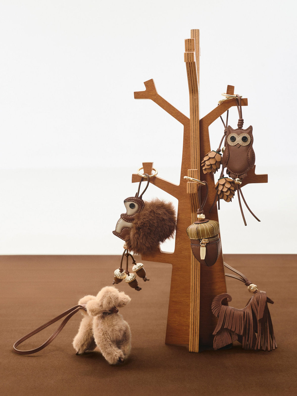 Leather Fringed Dog Charm - Chocolate | CHARLES & KEITH