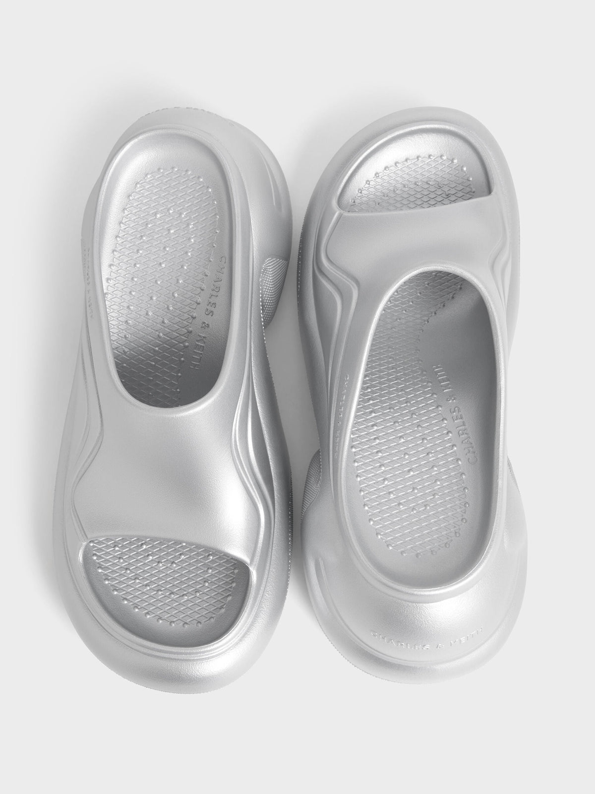 Eva Sculptural Platform Sandals - Silver | CHARLES & KEITH