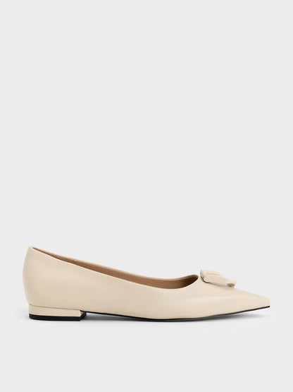 Gabine Leather Ballerinas - Chalk | CHARLES & KEITH