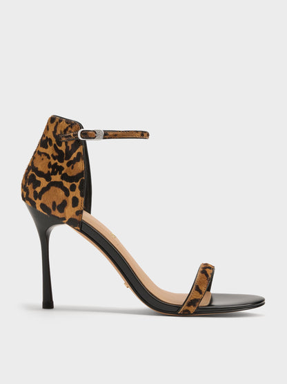 Kyra Calf Hair Leopard-Print Stiletto Sandals - Animal Print Brown | CHARLES & KEITH