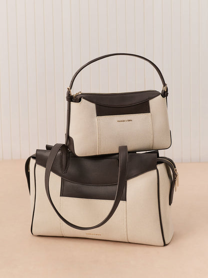 Roan Canvas Top Handle Bag - Espresso Brown | CHARLES & KEITH