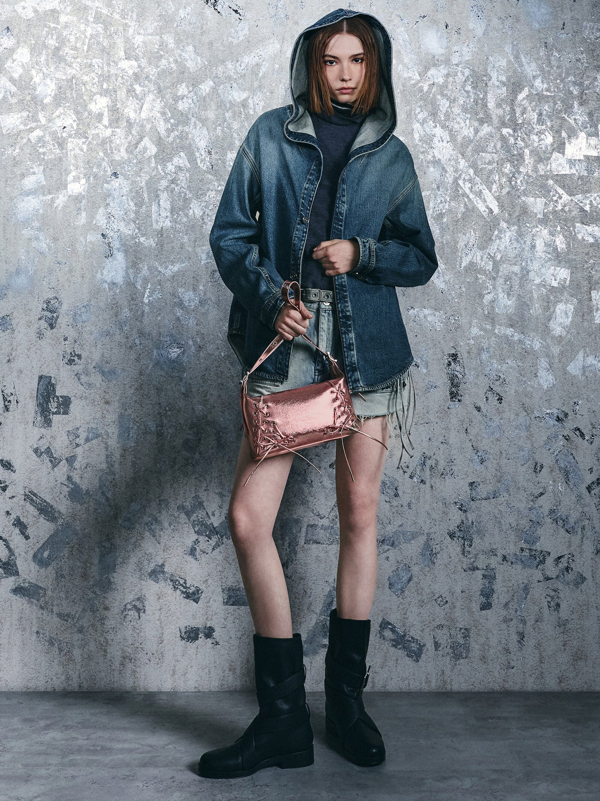Xylia Metallic Grommet Lace-Up Shoulder Bag - Aura Pink | CHARLES & KEITH