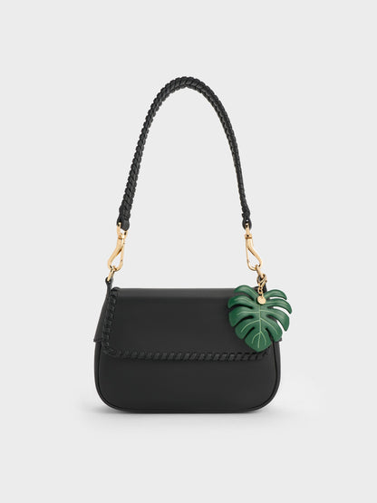 Blume Braided Shoulder Bag - Black | CHARLES & KEITH