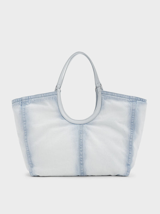 Ivette Denim Tote Bag - Light Washed Denim | CHARLES & KEITH